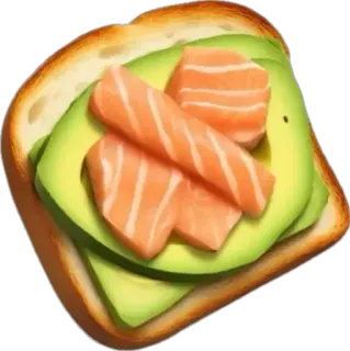 🤩 avocado, toast, salmon, food, breakfast, lunch, snack, sandwich, healthy, meal telegram sticker