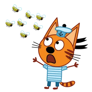 😦 gatto, api, cartoni animati, animali whatsapp sticker