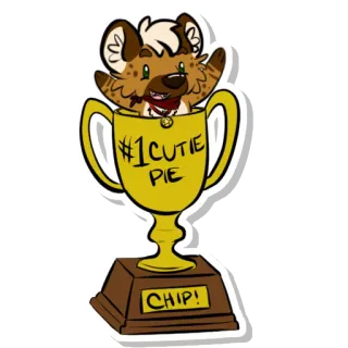 🏆 #1 CUTIE PIE, CHIP! nagroda, słodkie, trofeum, pies, antro, kreskówka telegram sticker