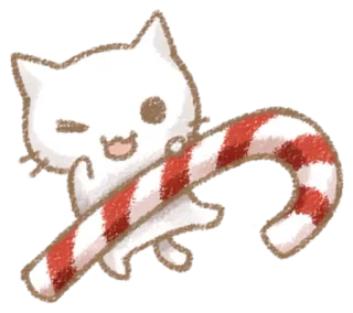 😸 kucing, anak kucing, permen tongkat, imut, mengedipkan mata, liburan, natal telegram sticker