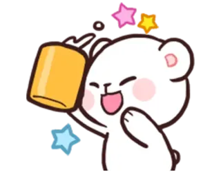 🥛 schattig, beer, feest, kawaii, feestje, geanimeerd, glitter whatsapp sticker