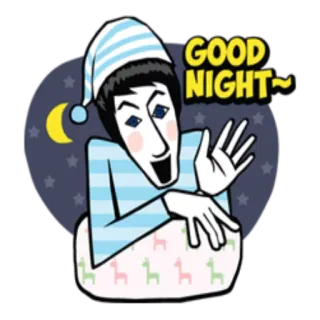 🤗 GOOD NIGHT~ good night, sleep, moon, stars, cartoon, greeting, night, bedtime telegram sticker