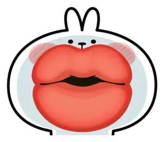 👄 lips, rabbit, bunny, mouth, funny, cartoon telegram sticker