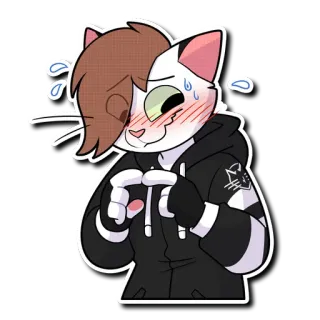 😊 Katze, Anime, Verlegen, Kapuzenpulli, Cartoon whatsapp sticker