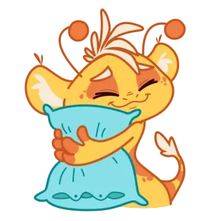 ❤️ carino, animale, cartone animato, cuscino, abbraccio telegram sticker