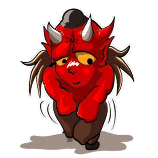 🙂 demônio, fofo, vermelho, chifres, fantasia, desenho animado, diabo telegram sticker