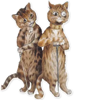 😒 cat, vintage, anthropomorphic, animals, whimsical, illustration, stickers telegram sticker