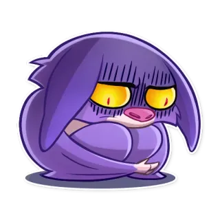 😔 Мультфильм, Фиолетовый, Грустный, Существо, Монстр, Животное telegram sticker