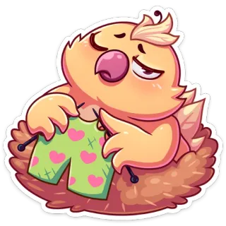 🧵 coruja, tricô, corações, fofo, sonolento, pássaro, lã, pintinho telegram sticker