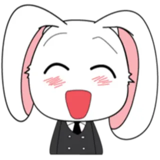 😄 卡通, 兔子, 兔子, 西装, 可爱, 快乐 whatsapp sticker
