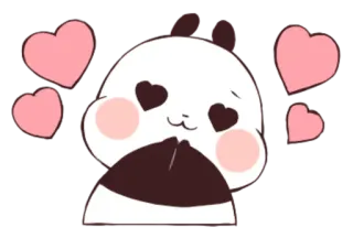 😍 Panda, Corazones, Amor, Lindo, Dibujos animados telegram sticker