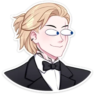 😍 Desenho animado, Personagem, Adesivo, Cabelo loiro, Smoking, Engraçado, Bobo telegram sticker