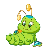 😛 卡通, 毛毛虫, 虫, 绿色, 可爱 whatsapp sticker