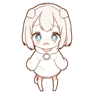 🤔 Anime, Chibi, Kawaii, Płacz, Pies, Smutny telegram sticker