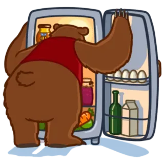 🍻 urso, geladeira, comida, faminto, desenho animado, animal telegram sticker