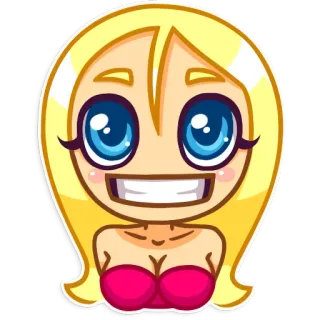 😬 emoji, sticker, woman, cartoon, female, blond hair, character telegram sticker