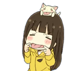 😝 Anime, Desenho animado, Menina, Gato, Engraçado, Fofo, Adesivo telegram sticker