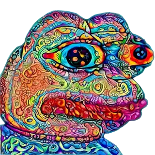 🐸 Pepe the Frog Pepe, rana, psicodélico, colorido, meme de internet, meme, DMT, LSD telegram sticker