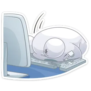 😑 困, 电脑, 键盘, 累, 卡通 telegram sticker