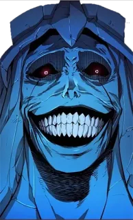 😡 anime, monster, creepy, face, blue telegram sticker