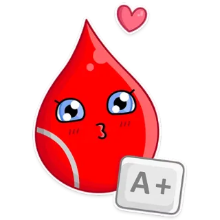 🅰 A+ blood type, blood, A positive, cute, kawaii, heart telegram sticker