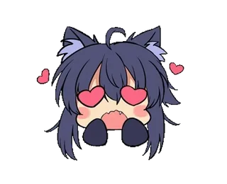 😍 Anime, Dibujos animados, Chibi, Lindo, Corazón, Amor, Gato telegram sticker