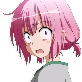 😨 อนิเมะ, ตกใจ, ผมสีชมพู, การ์ตูน, ผู้หญิง whatsapp sticker