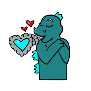 😍 ไดโนเสาร์, สัตว์ประหลาด, ความรัก, หัวใจ, การ์ตูน, น่ารัก telegram sticker