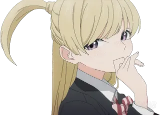 🤔 anime, ragazza, capelli biondi, carina, personaggio, animazione whatsapp sticker