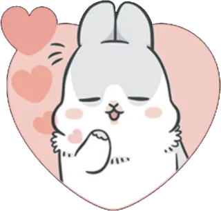 💕 konijn, schattig, kawaii, dier, hart, liefde, konijntje, cartoon telegram sticker