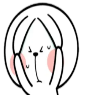 😩 cartoon, rabbit, embarrassed, cute, sad telegram sticker