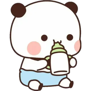 🍼 Панда, Милый, Ребенок, Мультфильм, Животное, Бутылка, Каваи telegram sticker