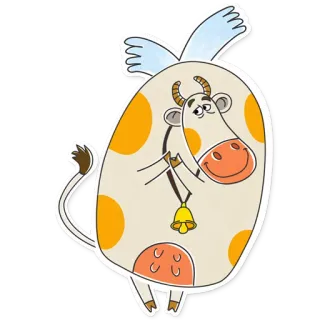 🙄 Vaca, Desenho animado, Animal, Fazenda, Fofo, Adesivo telegram sticker