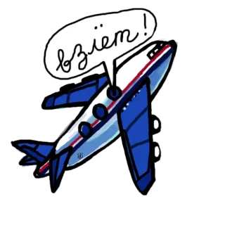✈ взiем! avión, dibujos animados, bocadillo, viajes, aviación whatsapp sticker