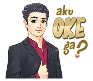 👀 aku OKE ga? hombre, traje, pregunta, ok, ¿estás bien?, dibujo animado telegram sticker