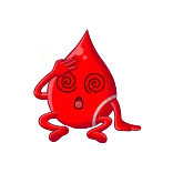 😮 krew, zawroty głowy, kreskówka, czerwony, chory telegram sticker