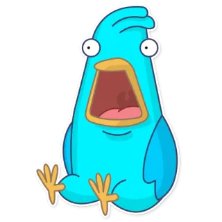 😮 새, 만화, 스티커, 파란색, 웃긴, 충격받은 telegram sticker