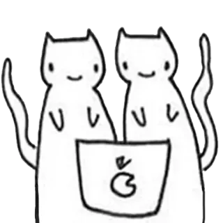 ❤️‍🩹 cat, animals, laptop, apple logo, cute, sketch, cartoon, pet telegram sticker
