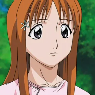 🙁 Orihime Inoue Bleach anime, cartoon, girl, character, orange hair telegram sticker