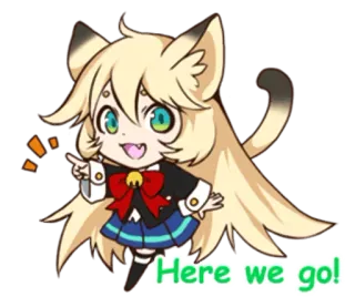 👈 Here we go! Anime, Ragazza gatto, Kawaii, Adesivo telegram sticker
