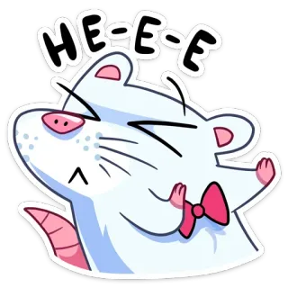 🙅‍♂️ HE-E-E mysz, słodki, kreskówka, zwierzę, naklejka, kokarda telegram sticker