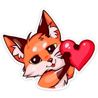 ❤️ fuchs, herz, tier, aufkleber, cartoon, niedlich whatsapp sticker