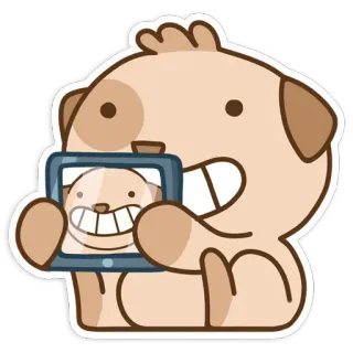 😄 cachorro, selfie, fofo, desenho animado, animal, animal de estimação, tablet telegram sticker