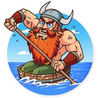 😠 Viking, Cartoon, Zee, Boot, Noors, Baard, Roeien telegram sticker