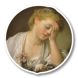 🤦 peinture, art classique, femme, facepalm, fleurs telegram sticker