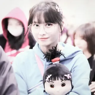 🪐 person, woman, glasses, doll, hoodie, portrait telegram sticker