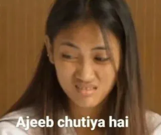 😑 Ajeeb chutiya hai beleidigend, Beleidigung, Frau, Meme, Ekel, Ausdruck telegram sticker