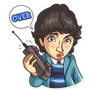 👋 Mike Wheeler Stranger Things OVER ไมค์, วอล์คกี้ทอล์คกี้, Stranger Things, ซีรีส์, การ์ตูน telegram sticker