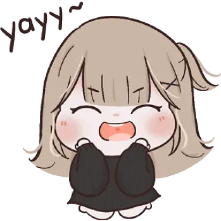 🥺 Yayy! szczęśliwy, słodki, kreskówka, święto, radosny, ekscytacja telegram sticker