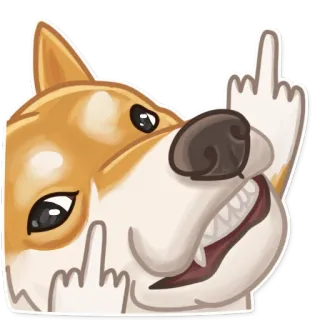 🖕 หมา, นิ้วกลาง, ก้าวร้าว, การ์ตูน, ท่าทาง, ความโกรธ telegram sticker